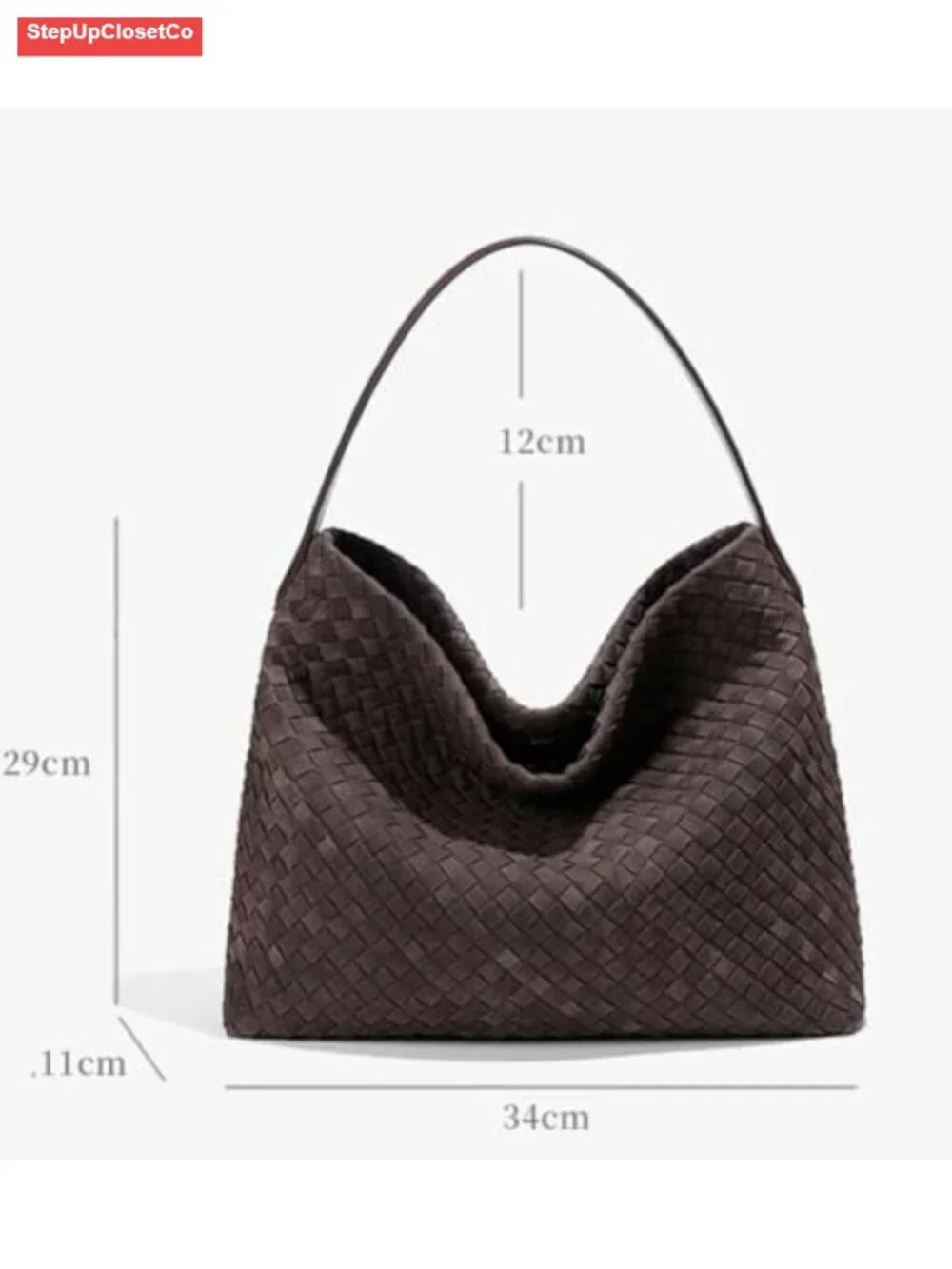 Woven Suede Slouchy Hobo Tote Bag with Detachable Strap